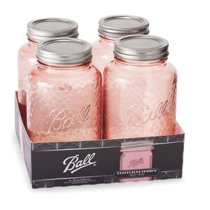 Pink Glass Ball Jar Set